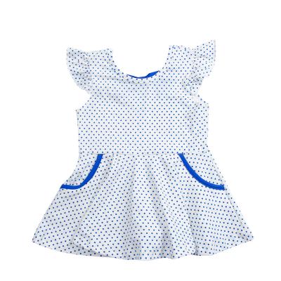 China Summer Boutique Breathable Girls Float Sleeve Shirts Clothing Prints Polka Dots Peplum Tops Bow Scoop Back Fancy Style for sale