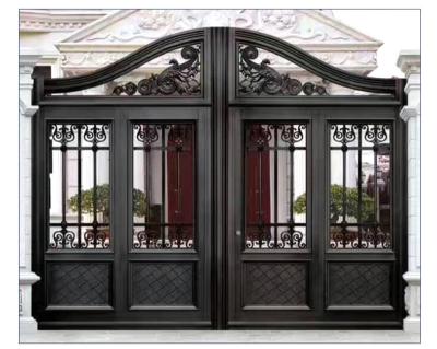 China Durable High Quality Outdoor Cast Aluminum Hotel Treament Courtyard Gate Garden Villa Entrance Security Door for sale