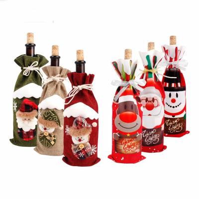 China PORTABLE Christmas Decorations for Home Santa Claus Wine Bottle Cover Snowman Stocking Gift Holders Xmas Navidad Decor New Year for sale