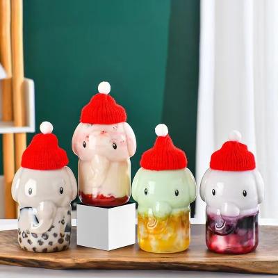 China PORTABLE Cute Elephant  Cartoon Milk Tea Drinking Cup Portable Bottle Kitchen Water Bottle Home Couple Christmas Bottle Gift for sale