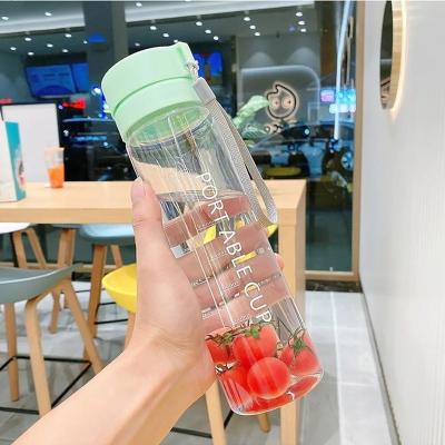 China PORTABLE 800ml Outdoor Large Capacity Sports Water Bottle Frosted Plastic Cup Portable Rope Plastic Bottle Gift Mug Customizable for sale