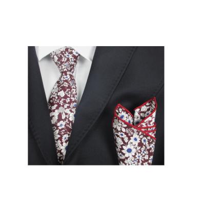 China Sublimation Printing Hot Sale Mens Ties Fashion Print Floral Slim Custom Tie Business Set Pocket Square for sale