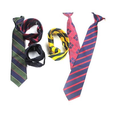 China Wholesale Multi Stripe Kids Necktie School Kids Red Tie With Pred Elastic Tie Small Short Tie for sale