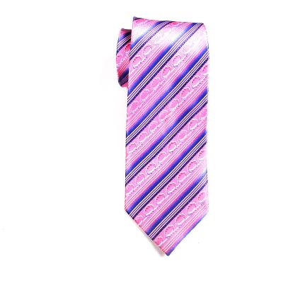 China Striped Plaid Polyester Tie Men Suits Lines Purples Pink Stripe Neck Tie Uniform Cravatas Causal Gravate for sale