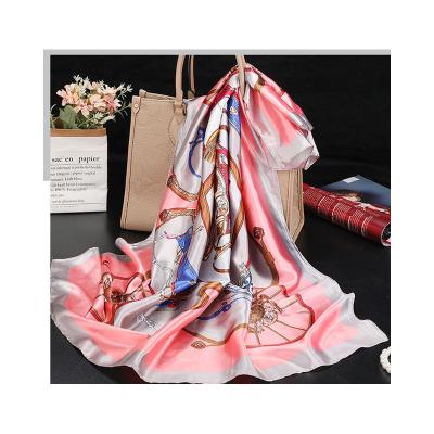 China 90CM Big Bag Scarf Women's Floral Satin Silk Feeling Soft Elegant Decoration High Quality Other Scarf Shawl for sale