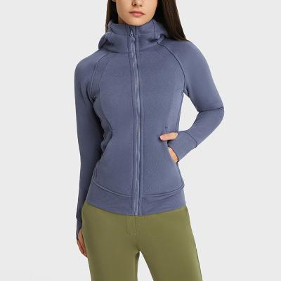 China Women Breathable Slim Fit Breathable Sports Warm Winter Windproof Wear Yoga Zipper Jackets Long Sleeve Outdoor Fitness Gym Training Coat for sale