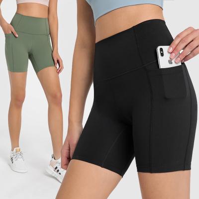 China Breathable Fitness High Waist Butt Lifting Yoga Shorts Sports Quarter Pants Sweats Golf Shorts With Pockets for sale