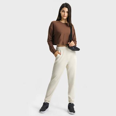 China Wholesale High Quality Breathable Loose Solid Color Loose Oversized Joggers Pants Thick Fabric Sweatpants For Women With Pockets for sale