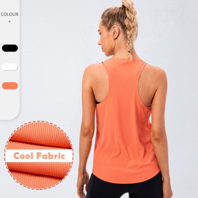 China QUICK DRY Plus Size Customized LOGO Women Workout Vest Yoga Sports Gym Running Fitness Rib Knit Vest Wear for sale