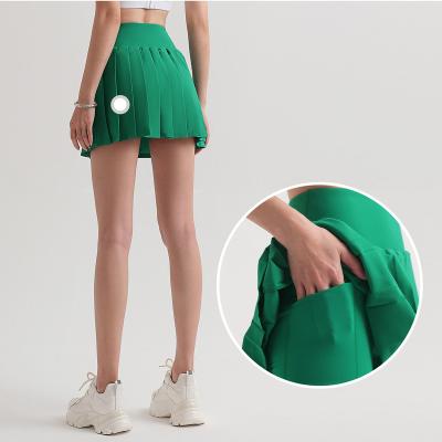 China Hot Selling Pleated Skirts yoga 2 in 1 anti-glare all-in-one tennis fitness lulu badminton sports running skirt for sale