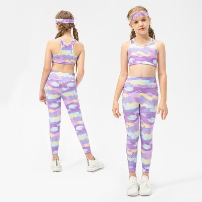 China Sports wear 2022 high quality girls tie dye printing leggings back runner and baby set design baby yoga sportswear upper apparel for sale