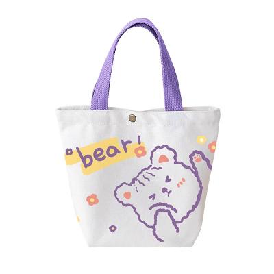 China Cute Cotton Handled Printed Logo Reusable Personal Tote Shopping Bag Tote Shopping Bag White Standard Size for sale