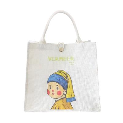 China Factory Direct Handled Cheap Fashion Customized Printing Logo Soft Tote Gifts Jute Bag With Bottom for sale