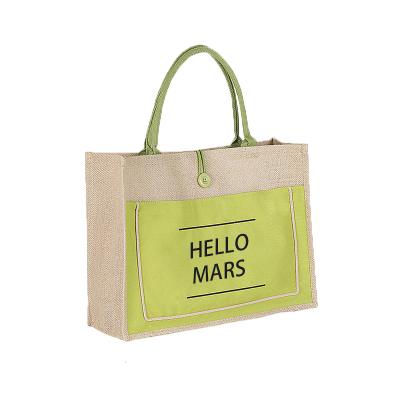 China Cheap Fashion Customized Large Size Soft Tote Logo Gifts Jute Handled Bag With Bottom for sale