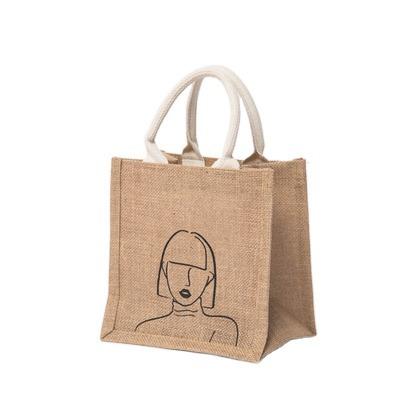 China XA6016 Wholesale Fashion Handled Customized Logo Jute Bag Large Size Soft Tote for sale