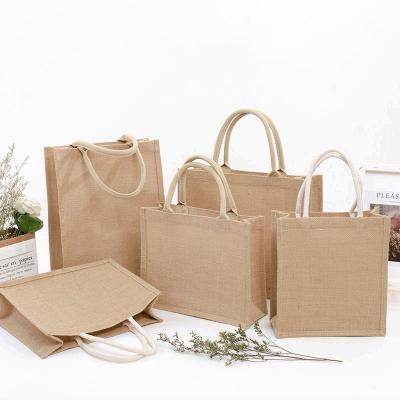 China Wholesale Manufacturer Eco Beach Grocery Gift Handled Custom Printing Burlap Hessian Shopping Tote Bag for sale