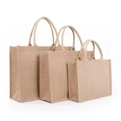 China Wholesale Fashion Handled Customized Logo Jute Large Size Soft Tote Bag For Shopping for sale