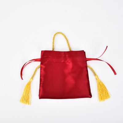 China Mini Size Cotton Gift Drawstring Ornament Waterproof High Quality Reusable Auspicious Bag Cotton Red Bags for sale