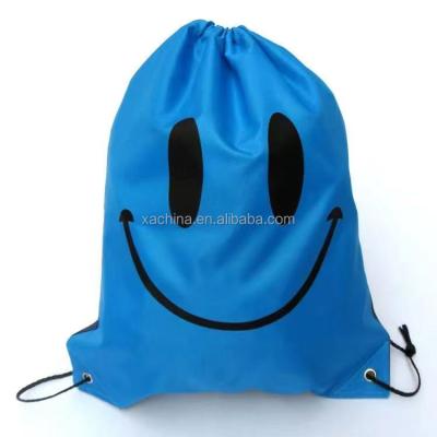 China Customized Reuse Nylon Drawstring Bag 190T/210D Waterproof Eco-Friendly Waterproof Gym Backpack Bags Polyester Tote Bag for sale