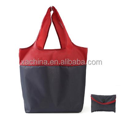 China Tote Bag Large Waterproof Reusable Foldable Eco Polyester Nylon Shopping Folding Bag In Pocket for sale