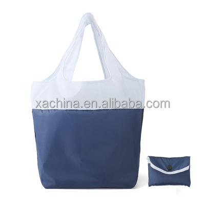 China 210D Waterproof Foldable Nylon Reusable Shopping Tote Bag In Pocket Large Eco Polyester Reusable Folding Bag for sale