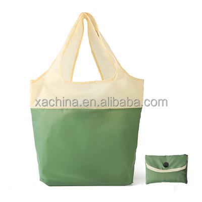 China Waterproof Heavy Duty Nylon Reusable Foldable Shopping Tote Bag In Pocket Large Eco Polyester Reusable Folding Bag for sale