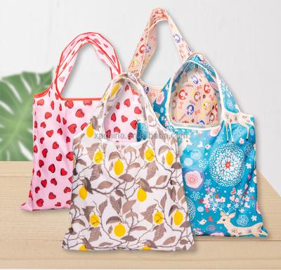 China Hot Selling Waterproof Recycled Ripstop Polyester Grocery Bags Eco Friendly Foldable Reusable Shopping Bags for sale