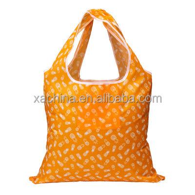 China Supermarket Eco-friendly Grocery Polyester Waterproof Customized Reuse Reusable Foldable Shopping Bag for sale