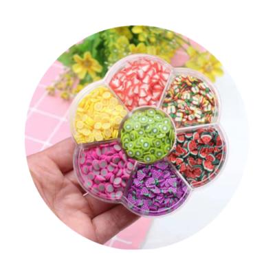 China Colorful Nail Tips Non-Toxic 3D Fruit Slice Shape Nail Decoration Accessories Polymer Clay Slice for sale