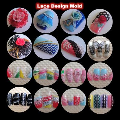 China Easy Apply 3D Carving Silicone Nail Mold Nail Lace Design for sale