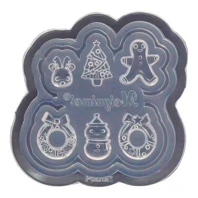 China Eco-friendly 3D Carving Silicone Nail Mold Christmas Bear Flower Design Manicur Pedicure Stamping Template Punching Machine for sale