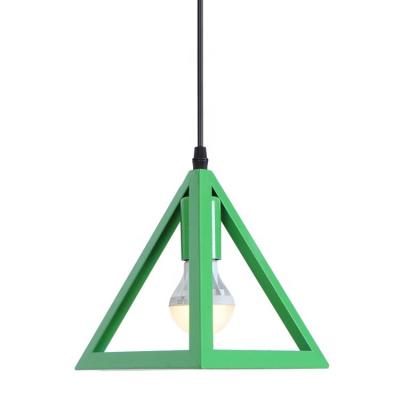 China Modern E27 Iron Bar Pendant Light Pyramid Shade LED For Loft Canteen Living Room Hotel Cabin Lodge Bar Decor Industrial Multi Color for sale