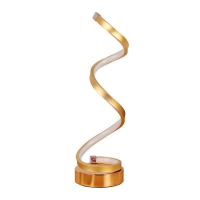 China Modern Night Light Acrylic Spiral Table Bedside Lamp Shade While Gold Design Post Modern Factory Hotel Project Wholesale Choice for sale