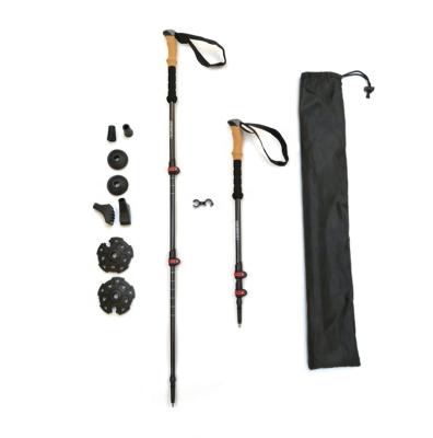 China Outdoor Mountaineering Carbon Fiber 3K Trekking Pole Mountain Nordic Walking Stick for sale