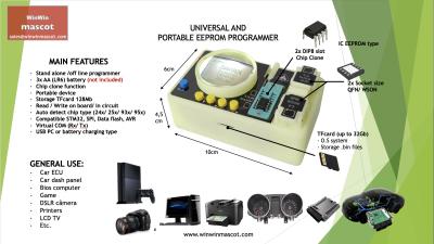 China mini universal EEPROM programmer portable with 2AA battery  professional programmers with QFN/ WSON IC 2 slots dip8 chip en venta