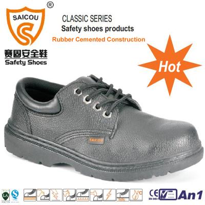 China SaiCou Cheap Price Steel Toe Safety Shoes With Steel Toe Cap Rubber Cemented Outsole for sale