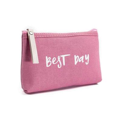 China Recyclable Cheap Korean Style Canvas Makeup Make Up Pouch Printed Travel Zipper Women Cosmetic Bag for sale