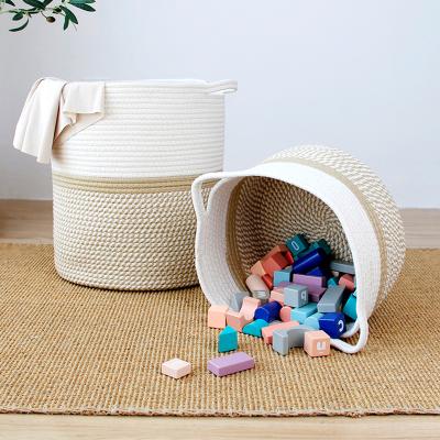 China Eco Friendly Design Sustainable Customized Handle Cotton Rope Woven Other Storage Basket for sale