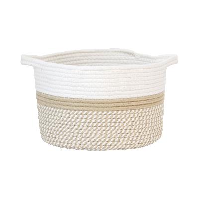 China Sustainable Wholesale Bathroom Laundry Basket Foldable Rope Storage Basket Cotton for sale