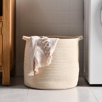 China Viable factory direct high quality round shape to thicken small cotton rope hanging basket set of 3 for sale