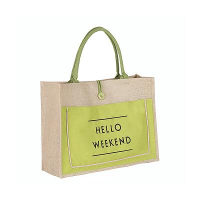 China Custom Fashion Environmentally Friendly Tote Jute Shopping Bag Waterproof Compound Portable for sale