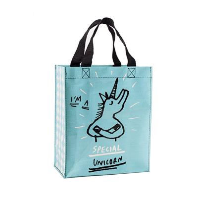 China Fashionable Recyclable Custom Logo Printed Packaging Easy Carry Fashion Laminated Shopping PP Woven Bag for sale