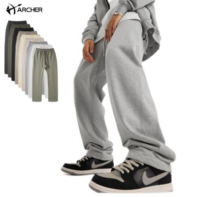 China Breathable High Quality 400G Cotton Custom Track Pants Wide Leg Heavyweight Pants Straight Leg Sweatpants Stacked White Mens Sweatpants for sale