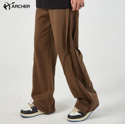 China High Quality Breathable Pleated Casual Loose Stacked Wide Leg Vintage Rocket Leg Pants Custom Logo Pants New Design Pants For Men for sale