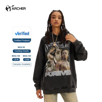 China Fashion 440gsm breathable loose loose heavy oversized no string hoodie jacket custom hoodie printing pullover for men for sale