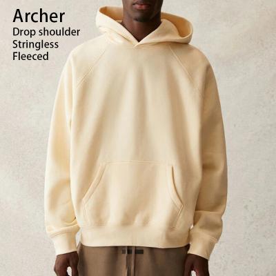 China High Quality Anti-wrinkle Drop Shoulder White Unisex Hooded Sweatshirts Sheared Thick Plus Size Men Hoodie No Strings Oversized Plain Hoodies for sale