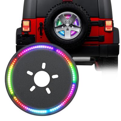 China RC Dancing Rear Third Brake Lamp RGB Led Spare Tire Ring Brake Light Rear Wheel 3rd Lights Third Tail Lamp For Jeep Wrangler Jk Jl Jlu for sale