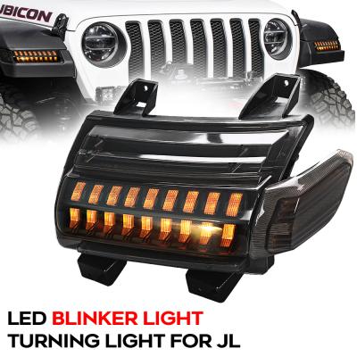 China DRL/parking light /turning light smoke led light White Fender Flare DRL and Amber Sequential Turn Signal Side Beacon Lights For Jeep Wrangler 2018-2020 for sale