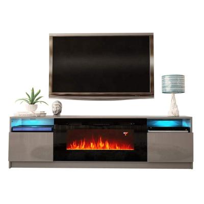 China High Gloss TV Cabinet with Wall Mounted Fireplace TV Cabinet 2020 New Style High Gloss Led Electric Modern Electric TV Unit TV Cabinet for sale