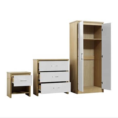 China Durable New Storage High Gloss Wood Bedroom Furniture Wardrobe Set for sale